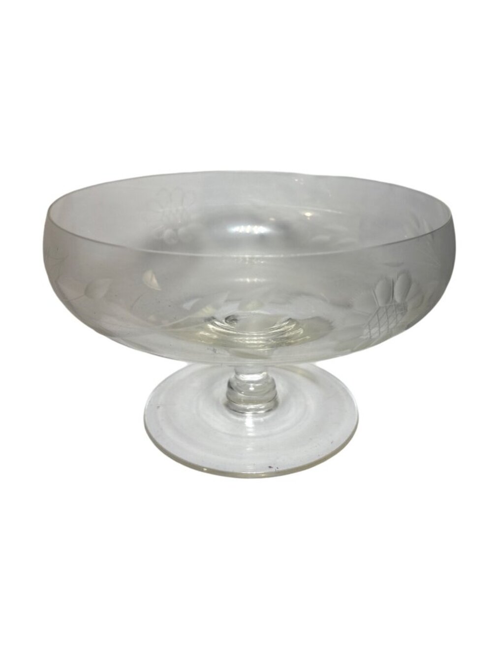 W.J. Hughes Corn Flower Glass Compote Bowl Pedestal 6.5" Wide 4.25" Tall